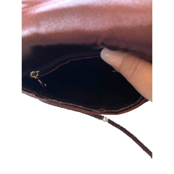 Mod By Design Hand Beaded Mother Of Pearl Crossbody Bag Brown One Size Glam Boho - Picture 4 of 13